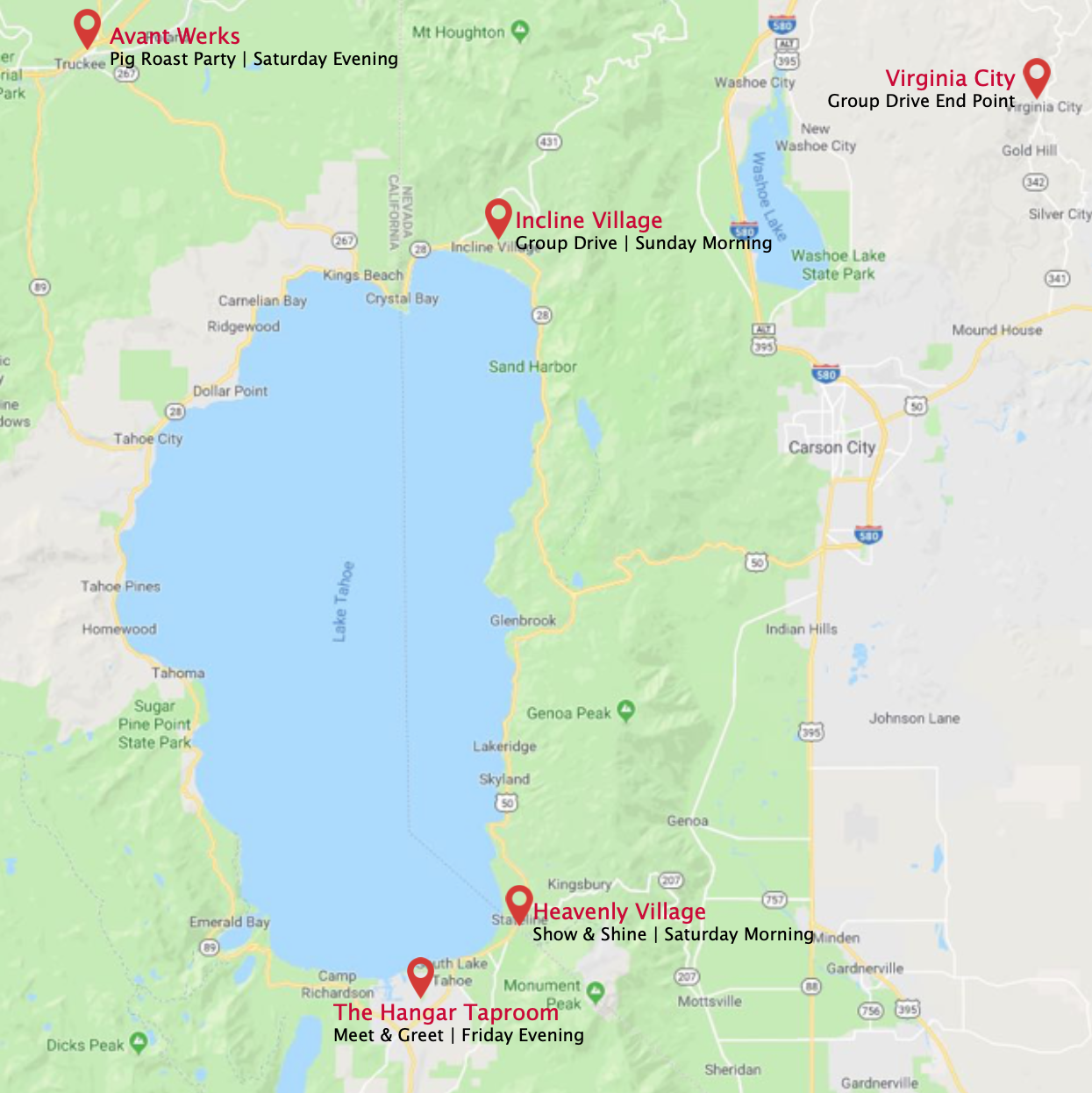 Camp allroad Lake Tahoe locations map